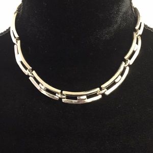 Monet Silver Tone Thick Rectangle Links Necklace